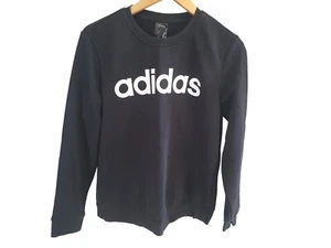 adidas black round neck long sleeve front logo pullover sweatshirt size L - Picture 1 of 7