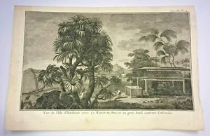 POLYNESIEN HUAHEINE 1774 JAMES COOK GROSS ANTIK GRAVUR ANSICHT 18. JAHRHUNDERT - Bild 1 von 2