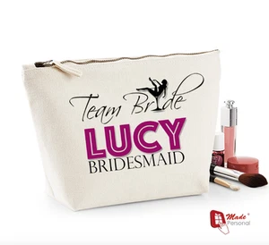 Personalised Make Up Wash Bag -Team Bride- Hen Party/Wedding Day Gift - Picture 1 of 10
