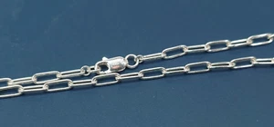Sterling Silver .925 Paperclip Link Chain Jewelry New 20" long - Picture 1 of 3