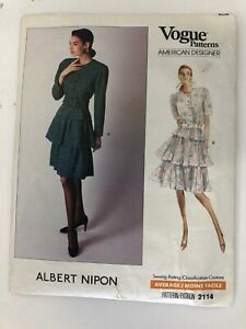 VTG VOGUE American Designer Nipon Pattern 2114 Sz 6 8 10 Top & Skirt Semi Fitted