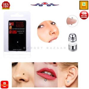 1PC UNISEX NON PIERCED MAGNET Ear Lip Labret Nose Ring Stud Jewelry Magnetic UK - Picture 1 of 12