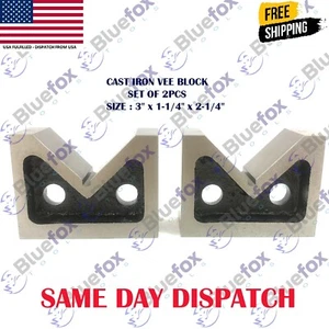 Blocco a V in Ghisa 3"x 1-1/4" x 2-1/4" Pollici Blocco Vee 75x56x31MM Set di 2 Pezzi - Foto 1 di 7