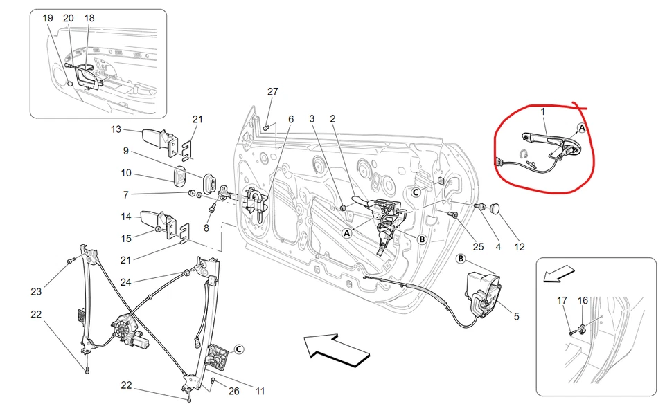 08-19 Maserati GranTurismo S M145 Manija de puerta exterior delantera derecha OEM Foto 1 de 1