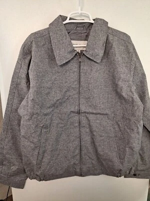 Perry Ellis Portfolio Cherokee Full Zip Raincoat Men's XL Gray Pinstripe NWT - Image 1 of 4
