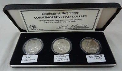 (3) US Mint Commemorative Half Dollars 1892 Columbian 1982 Washington & 1986 SoL - Image 1 of 4