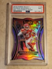 2019 PANINI SELECT 129 PATRICK MAHOMES II /75 PURPLE PRIZM DIE-CUT PSA 9 Mint 🔥