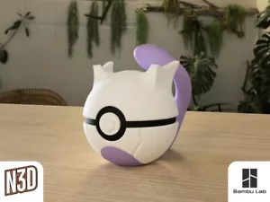 #150 Mewtu Pokeball im Maßstab 1:1, 3D Druck, Pokemon, Gaming - Bild 1 von 1