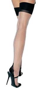 Nylon Naht Strapsstrümpfe haut-schwarz - Picture 1 of 2