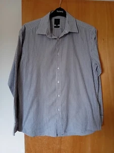 Taylor &Wright Grey Striped Shirt Size 16" Regular Fit - Picture 1 of 5