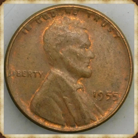 1955 P Lincoln Wheat Penny / Cent "Poor Man's Double Die" Cover