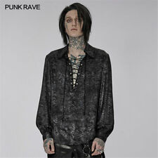 Punk Rave Dark Simple Abstract Printing Drawstring V Neck Pullover Silky Shirt
