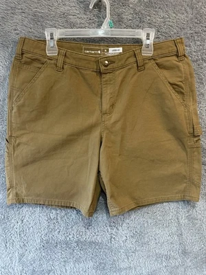 Женские рабочие шорты Carhartt прочные гибкие свободного покроя холщовые размер 14 коричневые Camel - Изображение 1 из 4