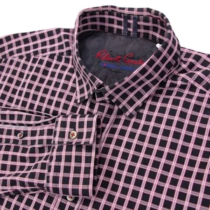 Camisa Robert Graham Moderna Americana Para Hombres L Ajuste A Medida Negra Roja Cuadros Algodón - Imagen 1 de 15