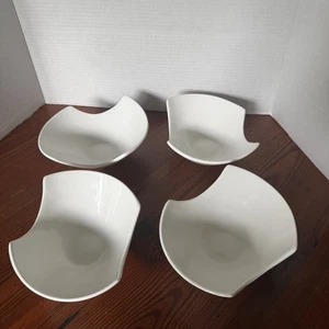 Set Of 4 - 10 Strawberry Street Whittier Samurai Asymmetrical Bowls White - Picture 1 of 15