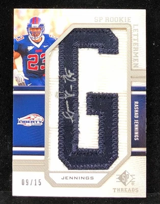 2009 SP Threads Rashad Jennings Rookie Lettermen College Patch Auto RC #09/15 - Image 1 of 2