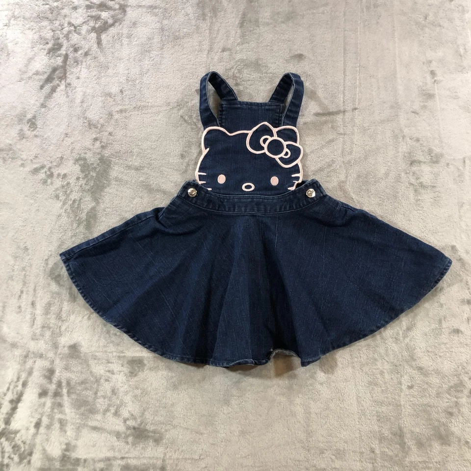 Vestido Hello Kitty Denim Mono Niñas 3T Azul Sanrio Delantal Jersey Estrás Foto 1 de 4