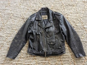 Vintage 80er Jahre Leder MOTORRAD schwarz Jacke M Open Road 1990s Wilsons BIKER - Bild 1 von 13