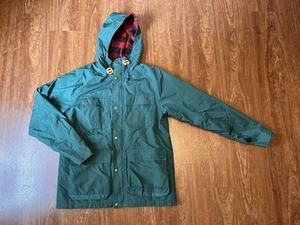 LL Bean Men M Green Baxter State Parka Winter Coat Red Wool Lined Outdoor - Picture 1 of 9
