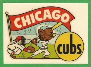 RARO ANTIGUO ORIGINAL 1948 COLOR DORADO "CHICAGO CUBS" BÉISBOL AGUA CALCOMANÍA ARTE ¡BONITO! - Imagen 1 de 2