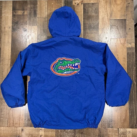 Vintage Florida Gators Mens Jacket Large Blue Starter Insulated Full Zip Hooded Cover