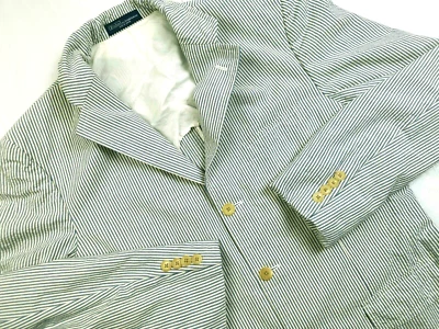 *HOT JAPAN Men's POLO RALPH LAUREN @ SPORTS HICKORY STRIPE BLUE BLAZER Jacket M - Image 1 of 4