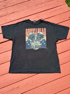 Harley Davidson Mens T Shirt Size 2XL Black Shovel Head Double Sided - Picture 1 of 4