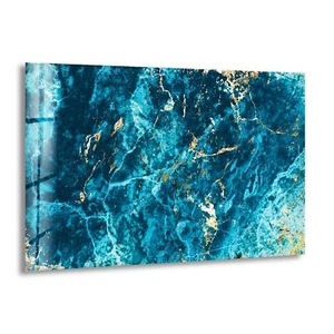 Blue Turquoise Marble Glass Wall Art - Picture 1 of 8