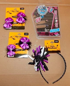 Halloween Spider Curly Headband & Hair Clips & Monster High Stick On Nails 68Y - Picture 1 of 1