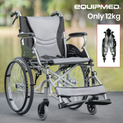 EQUIPMED Wheelchair Aluminium Lightweight Wheel Chair Folding Portable Grey - image 1 of 4