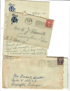 Lot of 20+ letters & postcards to Oscar & Mrs N J Harville of Covington Ga 1930s - Picture 1 of 2