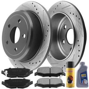 Rear black Brake Rotors and Brake Pads for 2007-18 Wrangler Wrangler JK H09 CA - Picture 1 of 6