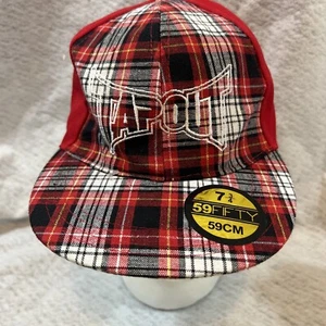 TapOut 6 Panel Baseball Cap Red Plaid 7 3/4 Fitted 59Fifty 59CM - Picture 1 of 10