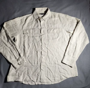 Michael Kors Shirt Men Large Beige Tailored Fit Long Sleeve Buttons Up Casual - Foto 1 di 17