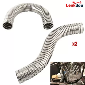 2X Stainless Flexible Exhaust Tube Cover For Harley Knucklehead Panhead FL EL - Picture 1 of 6