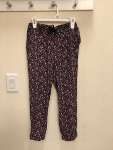 Forever 21 Black Floral Print Joggers Youth Sz M Lightweight Cotton - Picture 1 of 12