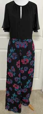 Новый с Ярлыками Tahari размер 6 черный розовый цветочный короткий рукав широкие ноги боди женщин - Изображение 1 из 4