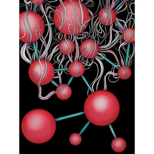 Moleküle Abstrakte Illustration Orange Gemälde XL Wandbild Leinwanddruck - Bild 1 von 6