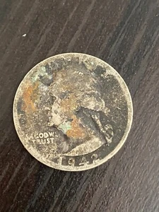 WASHINGTON QUARTER 1942-D COIN - AG(About Good) with 90% Silver, 10% Copper - Picture 1 of 2