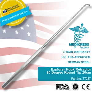 Retractor de gancho Explorer 90 grados punta redonda 20 cm palo de golf instrumentos quirúrgicos - Imagen 1 de 4