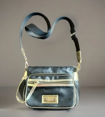 New Versace Crossbody Bag Medusa Logo Small Purse Clutch Chic Vegan Black/Gold - Image 1 of 4