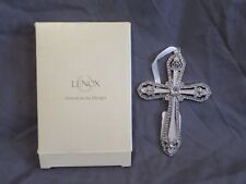 New 5” Lenox Cross Christmas Tree Ornament 826525 Silver Clear Mother of Pearl