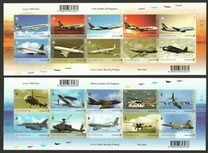 SINGAPORE 2003 AVIATION AIRCRAFT SERIES CIVIL & MILITARY 2 X SELF ADHESIVE SHEET - Picture 1 of 3