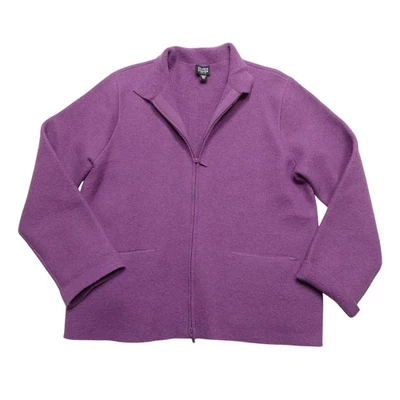 Chaqueta Eileen Fisher para mujer pequeña mediana púrpura 100 % lana cremallera bolsillos delanteros Foto 1 de 4