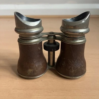 Antique Sporting Field Binoculars Opera Glasses Leather Nickel - Image 1 of 4