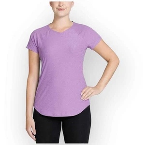 Kirkland Signature Ladies Active V-Neck Textured Tee  Lavender, Small 101S - Picture 1 of 6