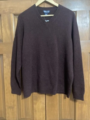 NWT Lands End 100% Lambswool Maroon V-neck Pullover Women’s Size 18-20 Vintage - Image 1 of 4