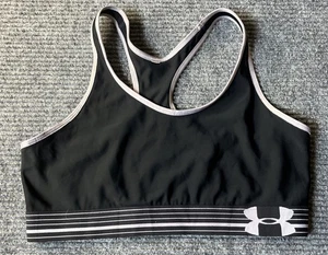 Under Armour Sports Bra Large L Compression Black Gym Workout Yoga Racerback - Picture 1 of 5