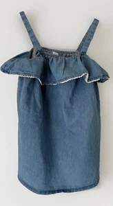 GAP Girls Size 10 Large Denim Loose Fit Ruffle Top Blouse Thin Straps Cotton EUC - Picture 1 of 11