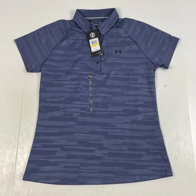 Under Armour Polo Shirt Women Medium Purple HeatGear Short Sleeve Golfer Stretch - Image 1 of 4
